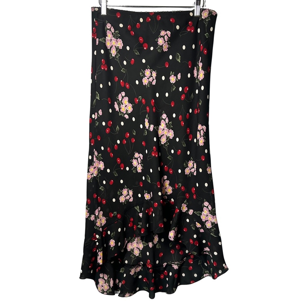 VTG XOXO Cherry Blossom Maxi High-Low Skirt Feminine Cottagecore Romantic Sz S/M